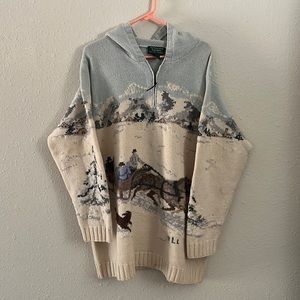 Ralph Lauren Handknit Women's sz 2X Half Zip Winter Sleigh Ride Sweater